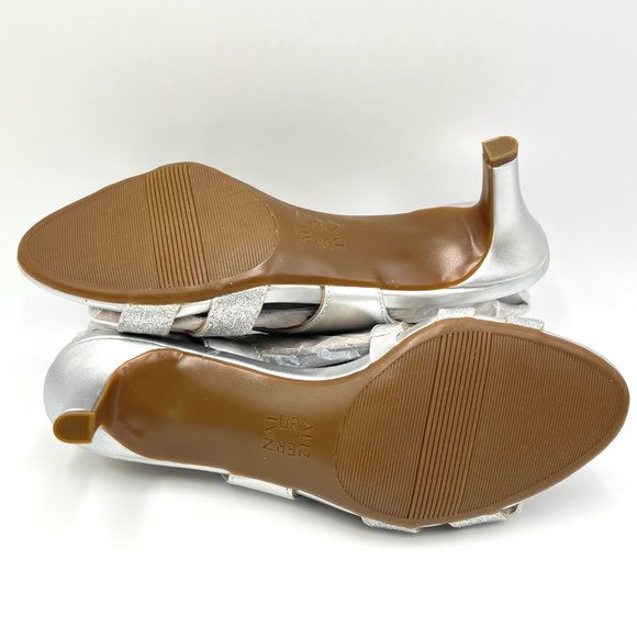 Naturalizer‎ Size 7.5 Silver Metallic Glitter Strappy Dress Sandals Heels Shoes - Picture 9 of 12